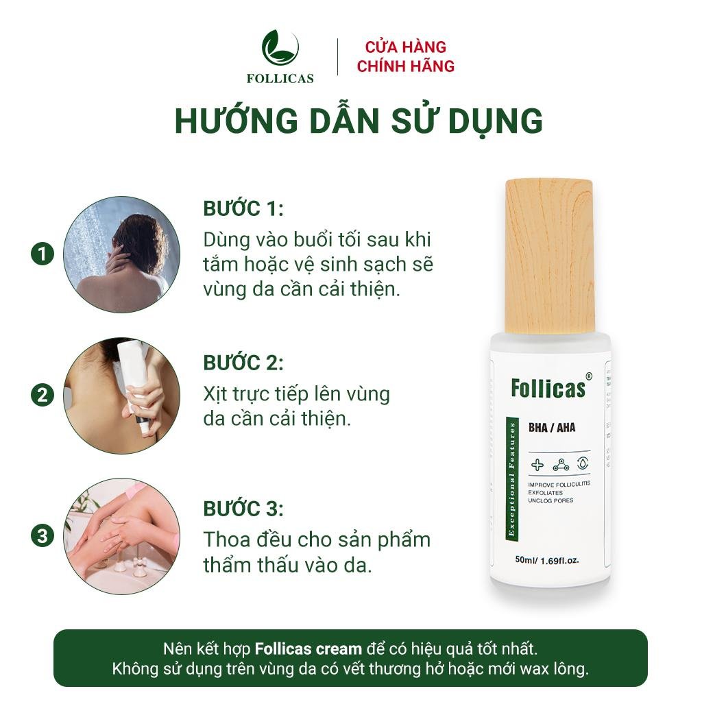 Hướng dẫn sử dụng Xịt viêm nang lông Follicas 50ml