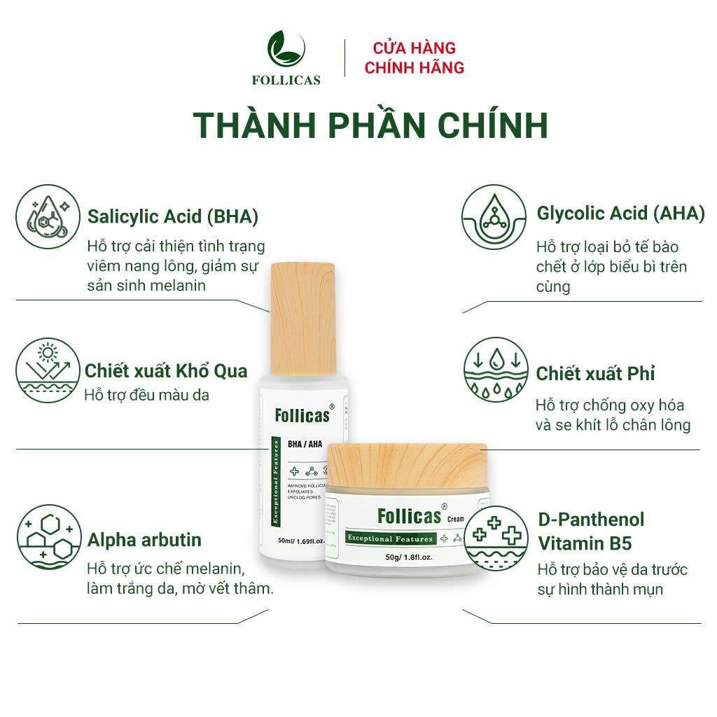 Thành phần Combo viêm nang lông Follicas